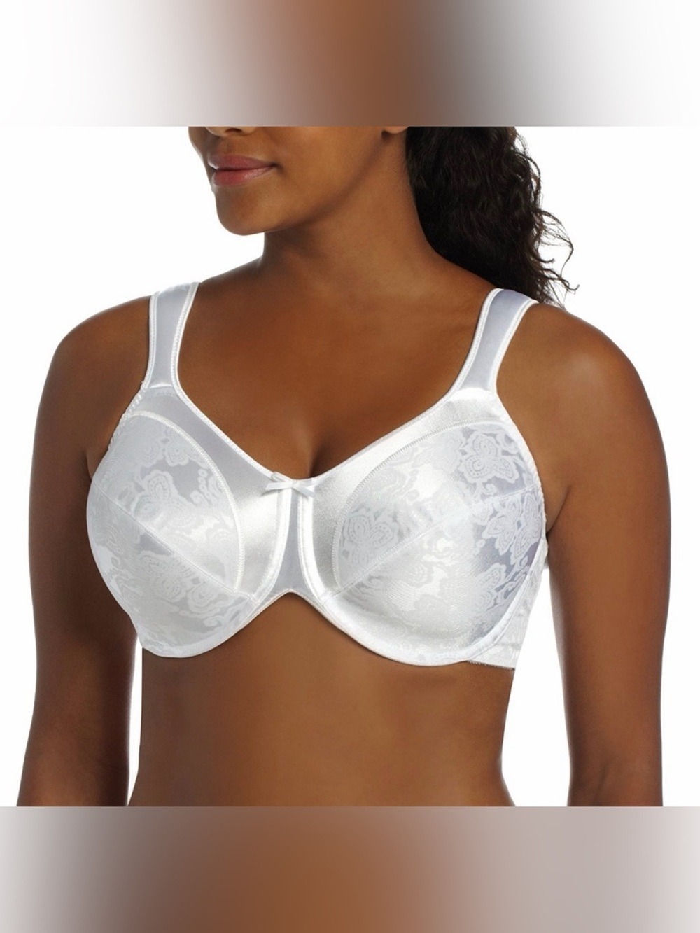 Bali Full Support Satin Tracings Minimizer Bras Bundle x 3 White Cushioned Strap